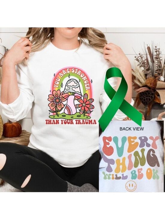 Hanes Tops - Stronger than trauma mental health graphic crewneck sweatshirt oversized XL